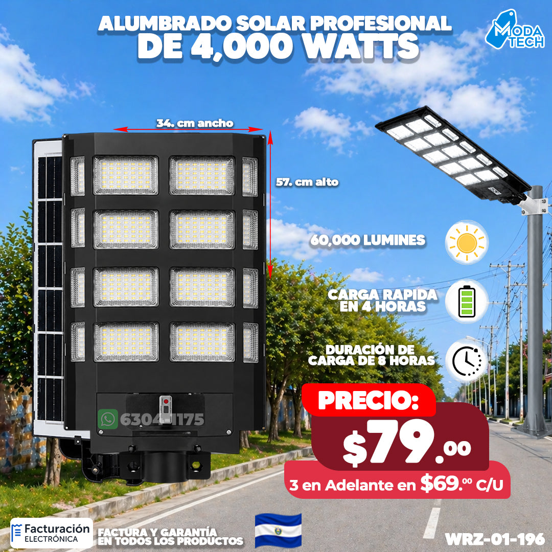 Alumbrado Solar Industrial- 4,000 Watts 💡🔆