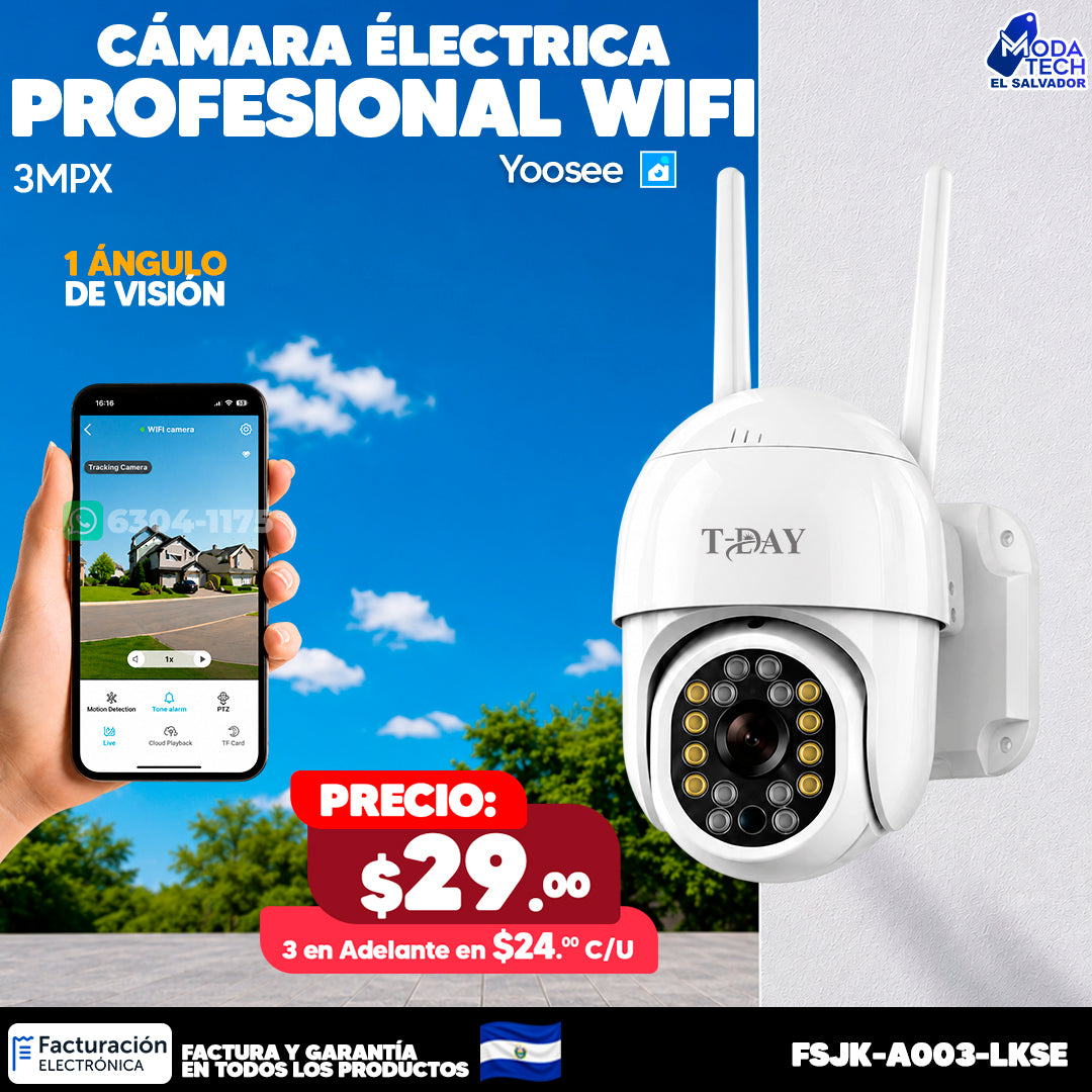 🔒Cámaras Eléctricas conexión Wifi de 4 Mega Pixeles