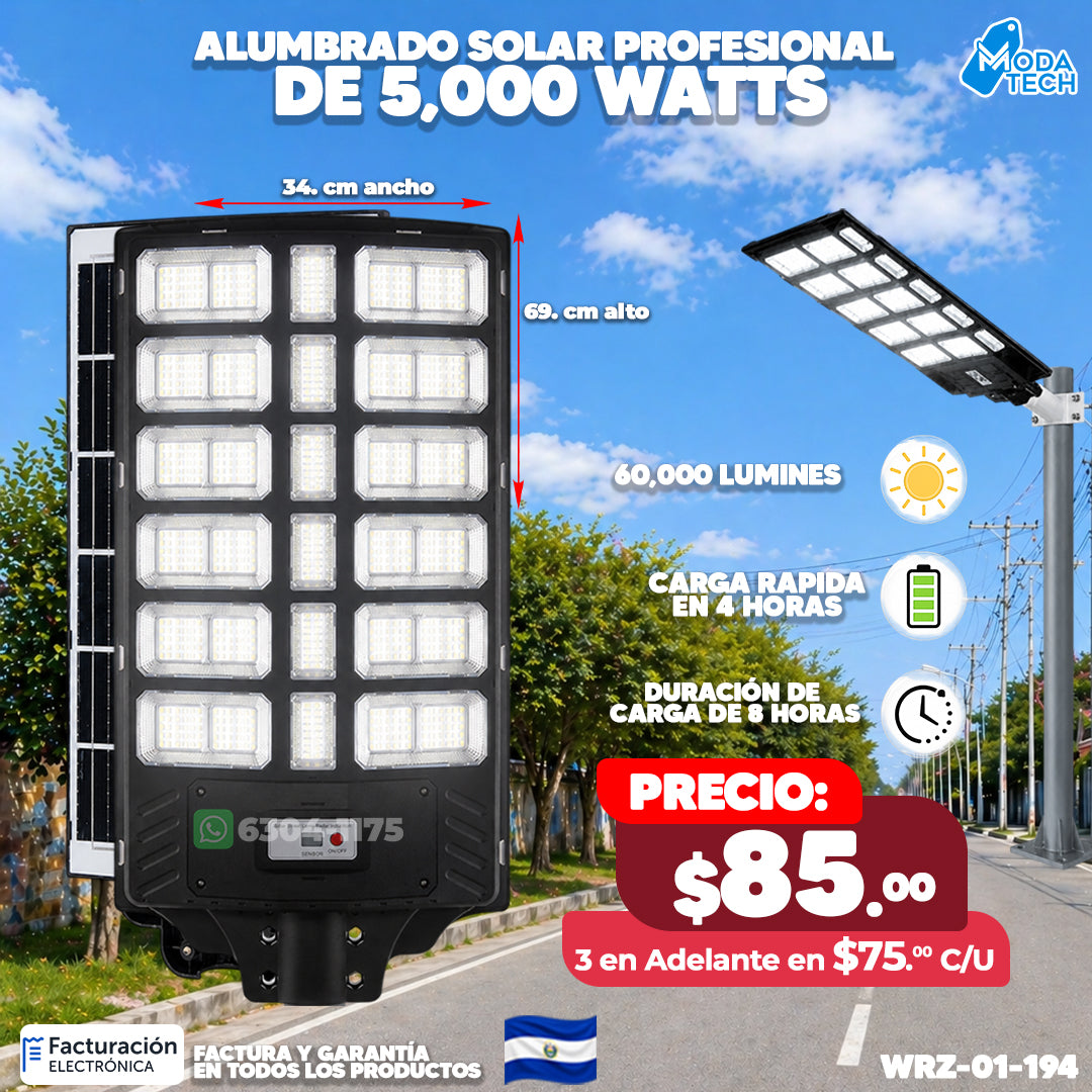 Alumbrado Solar Profesional de 5000 watts 🔥