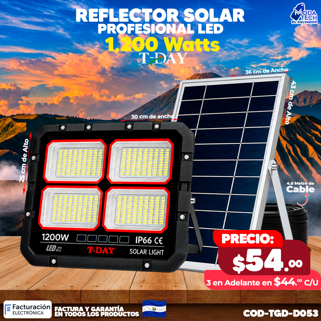 Reflector Profesional Solar 1,200 watts 🌙