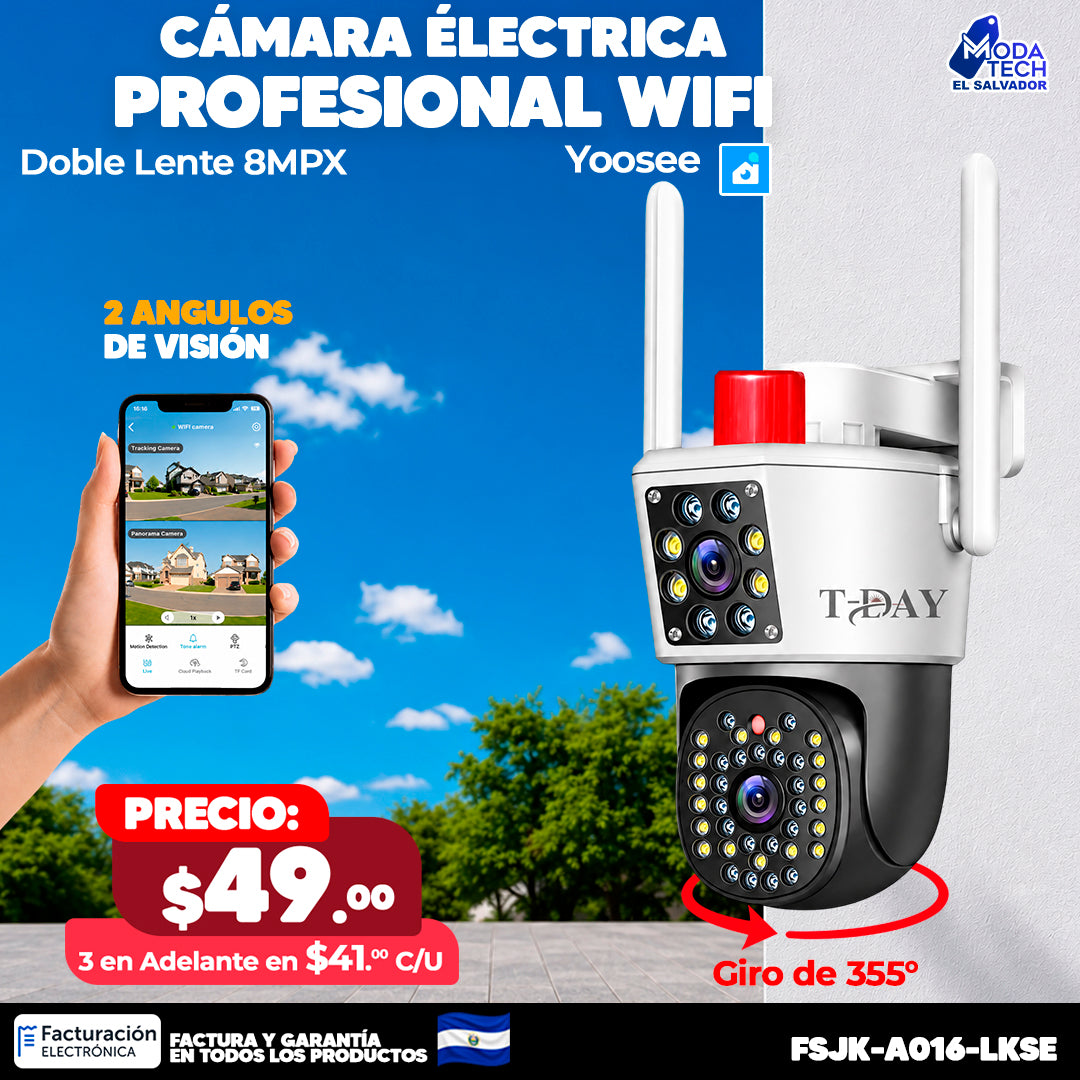 Cámara Eléctrica Wifi Doble Lente 8MPX 📷