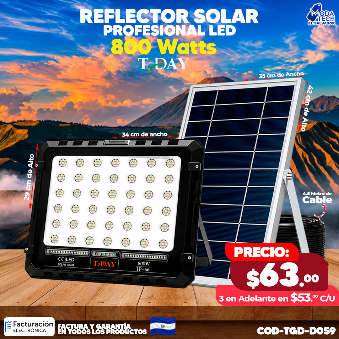 Reflector Profesional Solar 800 watts 🌙