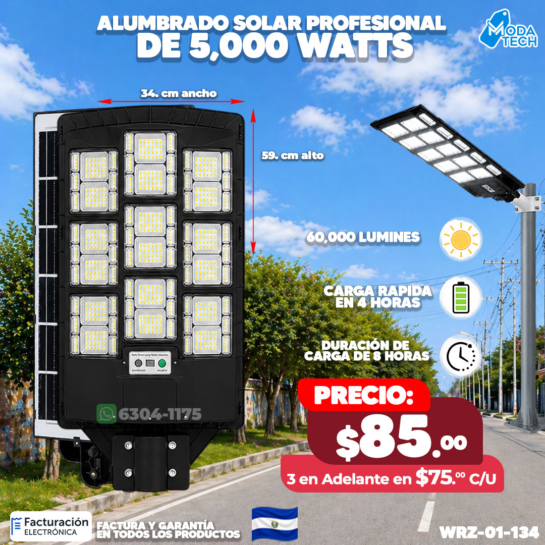 Alumbrado Solar Profesional LED 5,000W 💡🔆