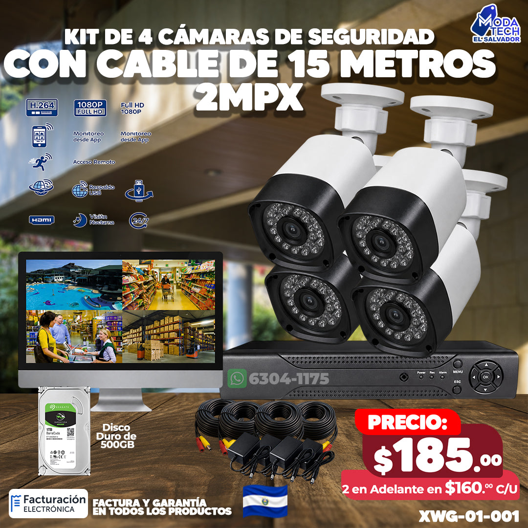 Kit de Cámaras XVR de 4 Cámaras ✨🔦