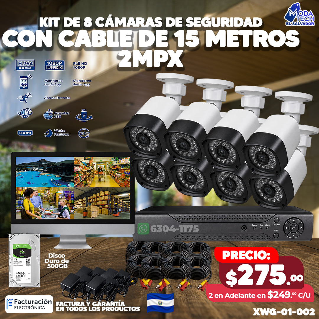 Kit de Cámaras XVR de 8 Cámaras ✨🔦