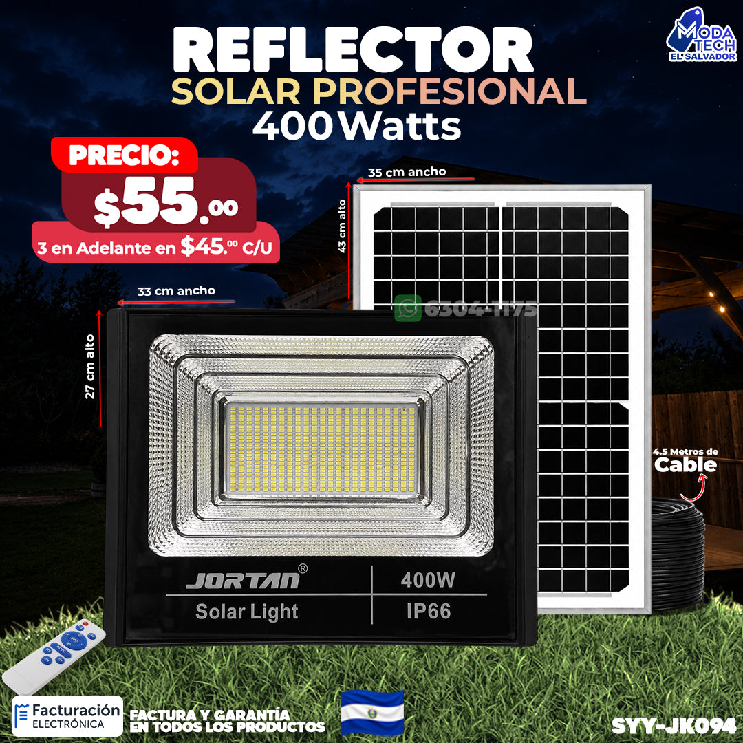 Reflector Solar de 400 Watts Jortan ⚡🌞