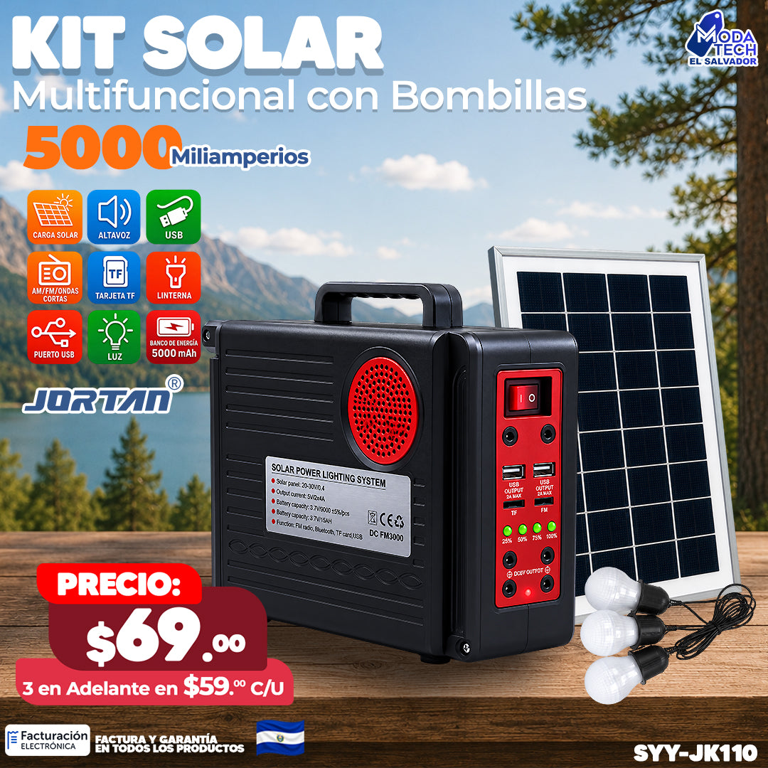 Kit Solar de Doble Iluminación de 5,000 mah 🔋☀️