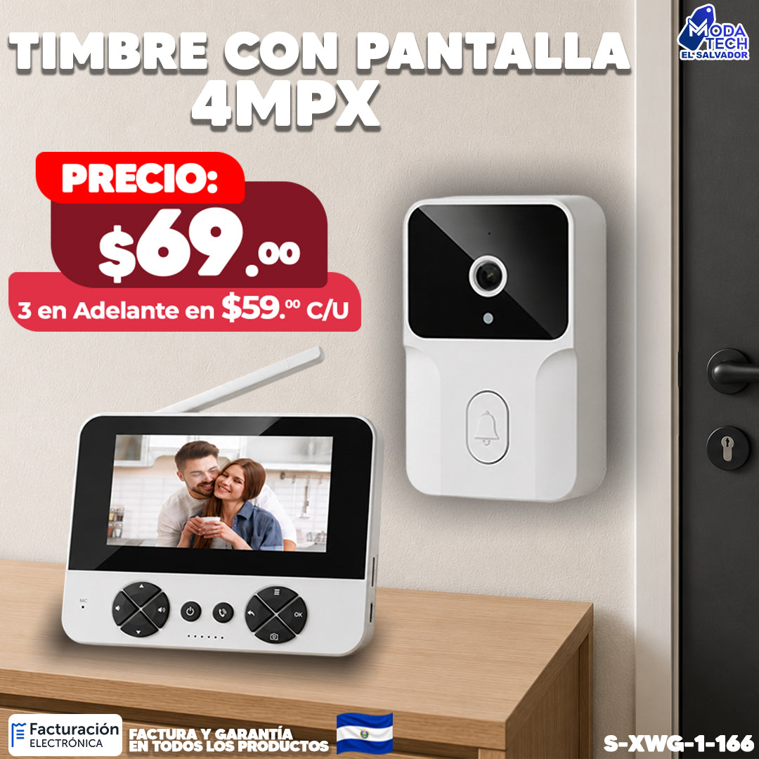Timbre Con Pantalla Recargable con Energia