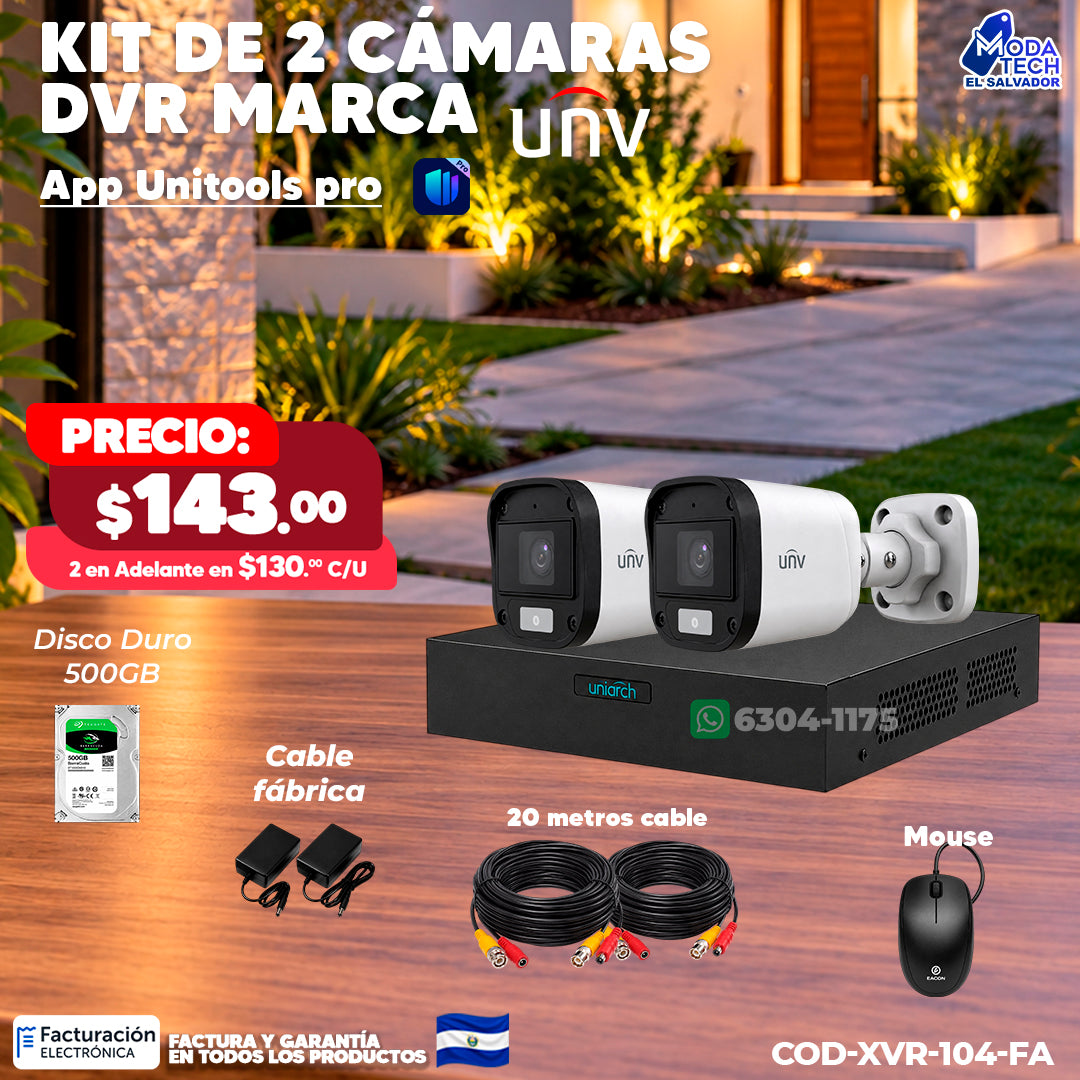 🎥📹 Kit XVR de 2 Cámaras UNV