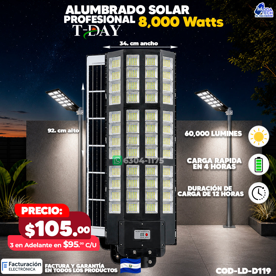 Alumbrado Solar Industrial - 8,000 Watts 🌞💡