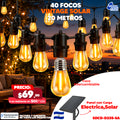 🌞 Focos Vintage Solar 40 LED – 20 Metros | Focos Intercambiables