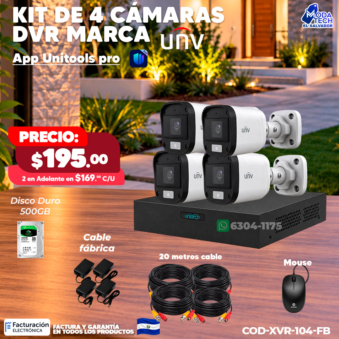 🎥📹 Kit XVR de 4 Cámaras UNV