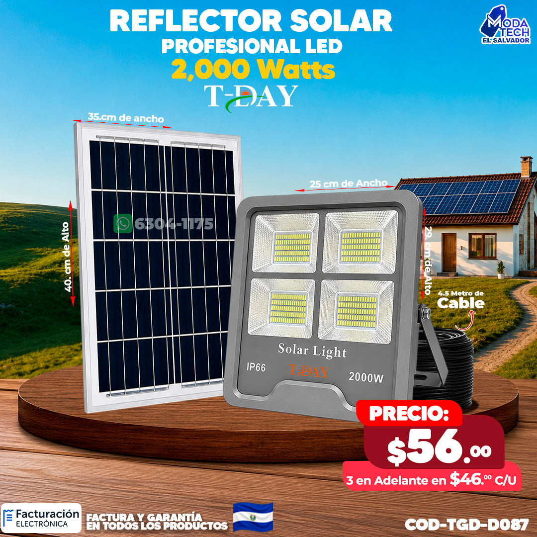 Reflector Profesional Led de Vidrio 2,000 watts 🌙