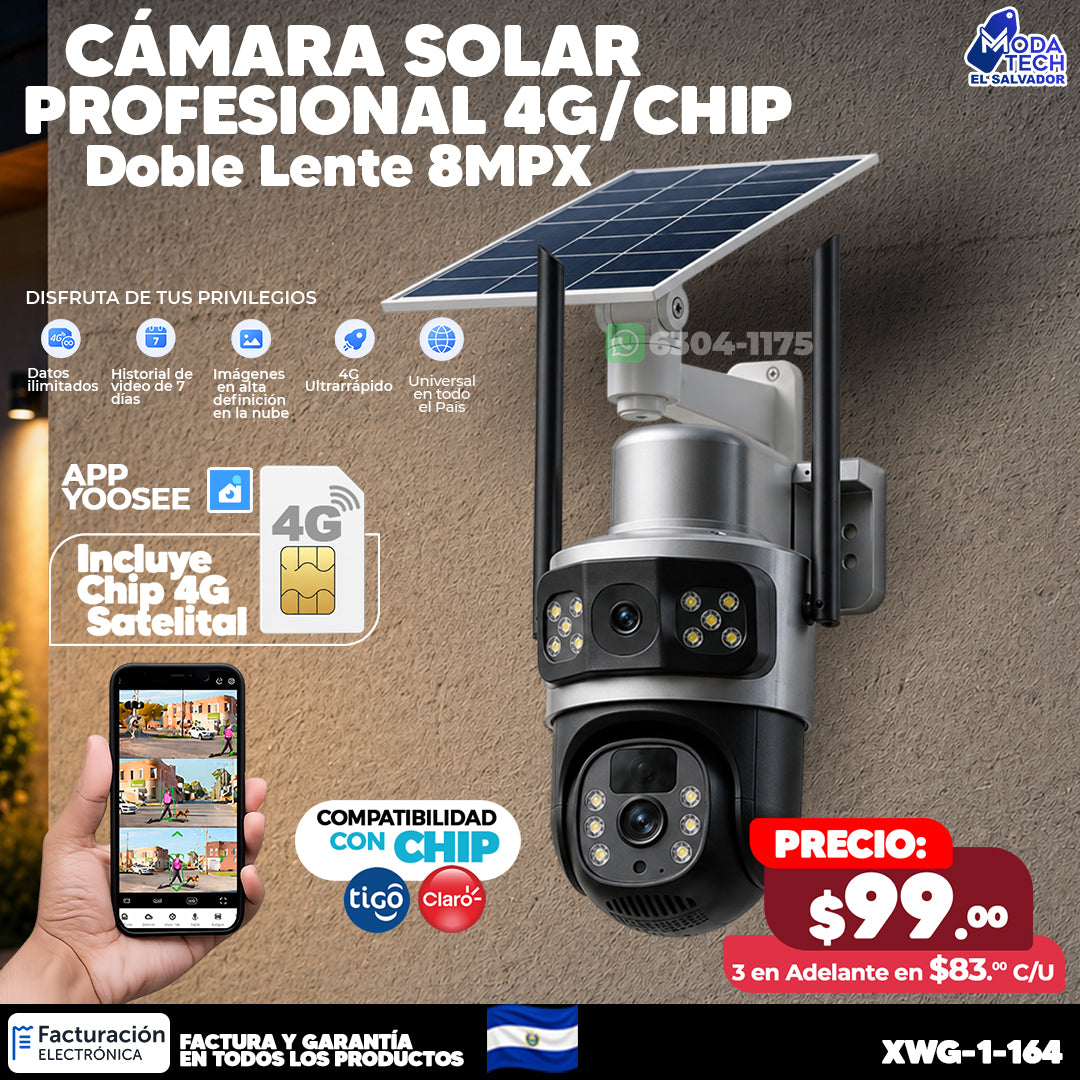 Cámara Solar 4G Satelital de doble Lente 8MPX ☀️☀️