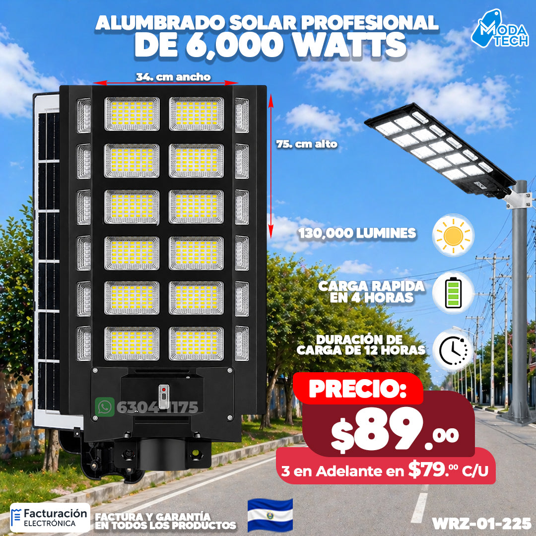 Alumbrado Solar Industrial 6,000 Watts 💡🔆