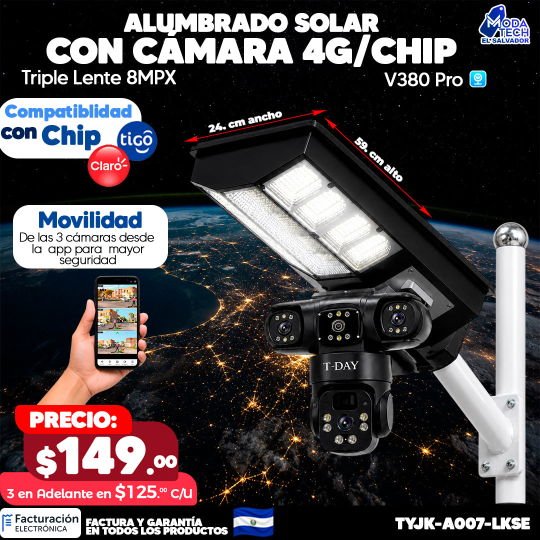 Cámara con Alumbrado Solar 4G 📸💡