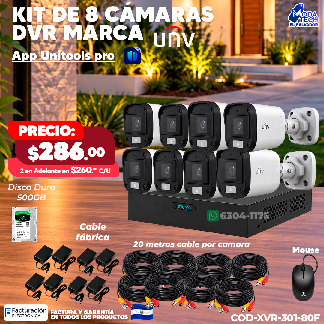 🎥📹 Kit XVR de 8 Cámaras UNV