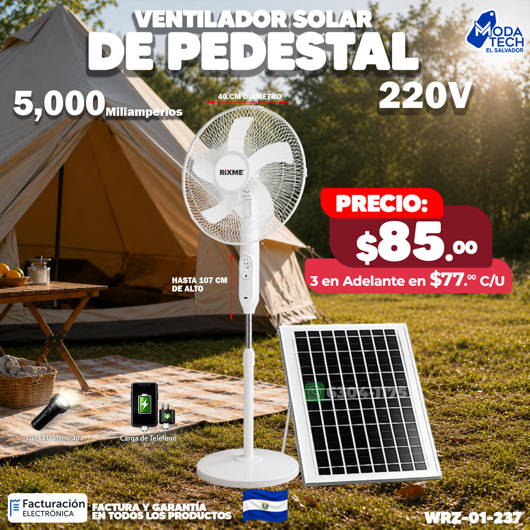 Ventilador Solar de Pedestal de 5,000 mAh 🌤️