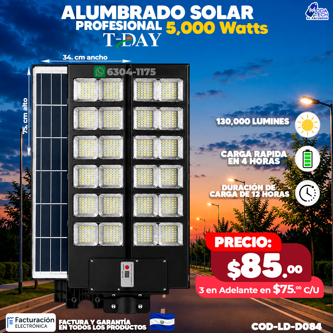 Alumbrado Solar Industrial - 5,000 Watts 🔅