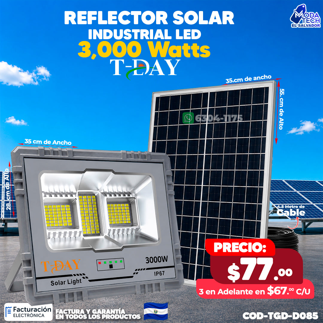 🌞 Reflector Solar Industrial LED 3,000W T-DAY