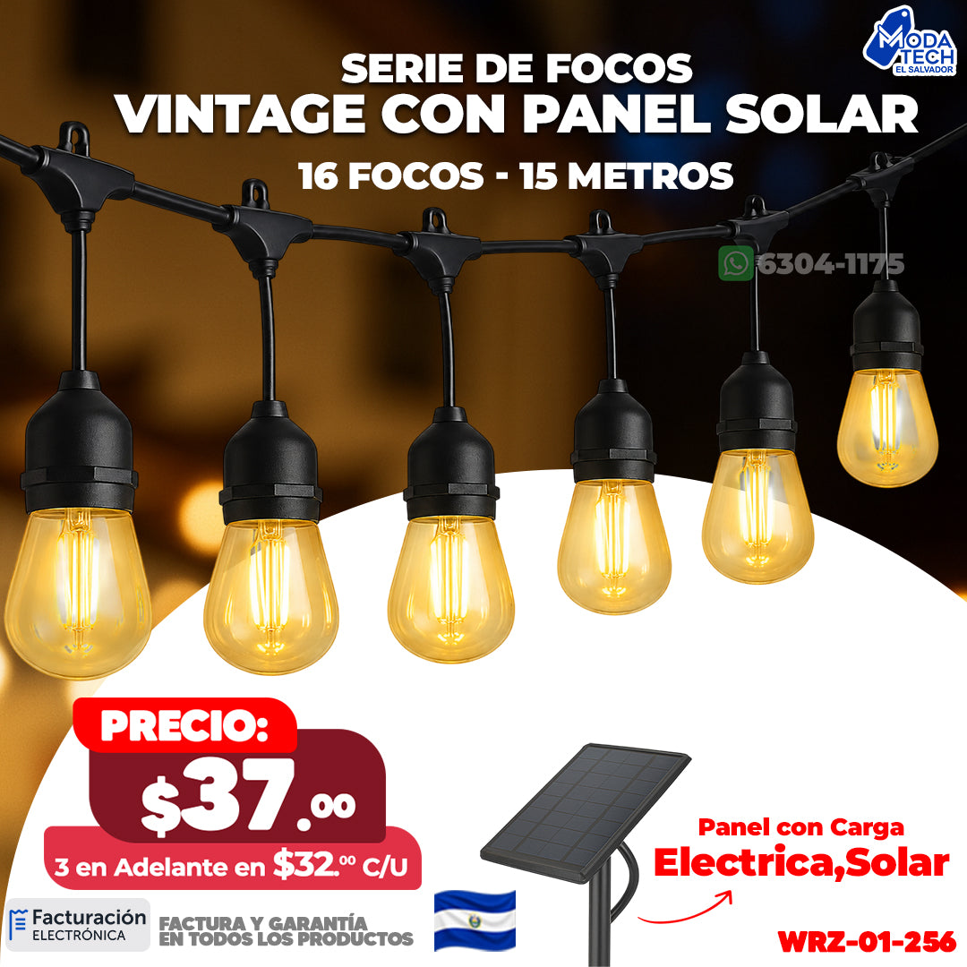 Serie de Focos Vintage de 15 metros y 16 Focos 💡💡