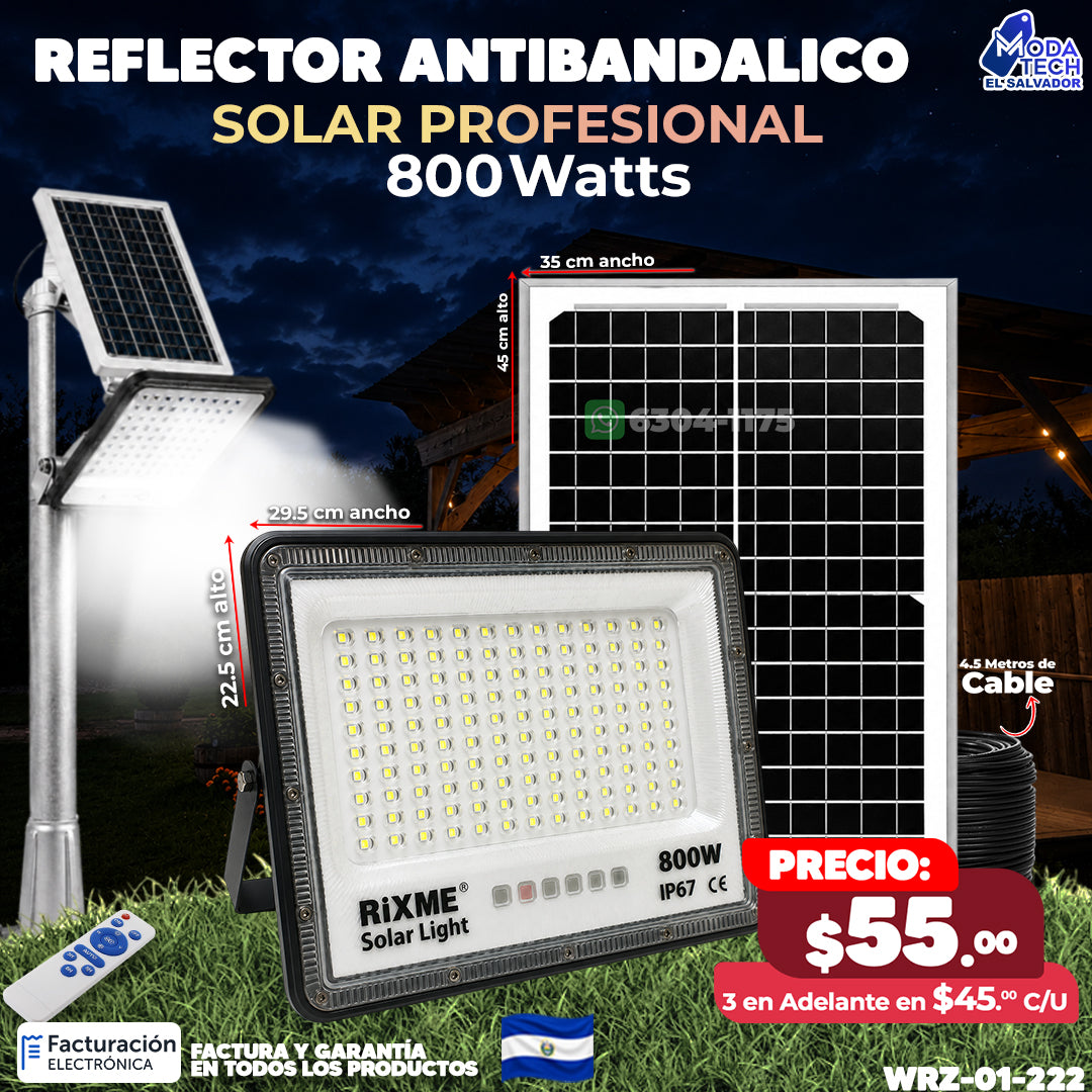 Reflector Industrial Solar Antibandálico de 800 Watts 🔆💪🌞
