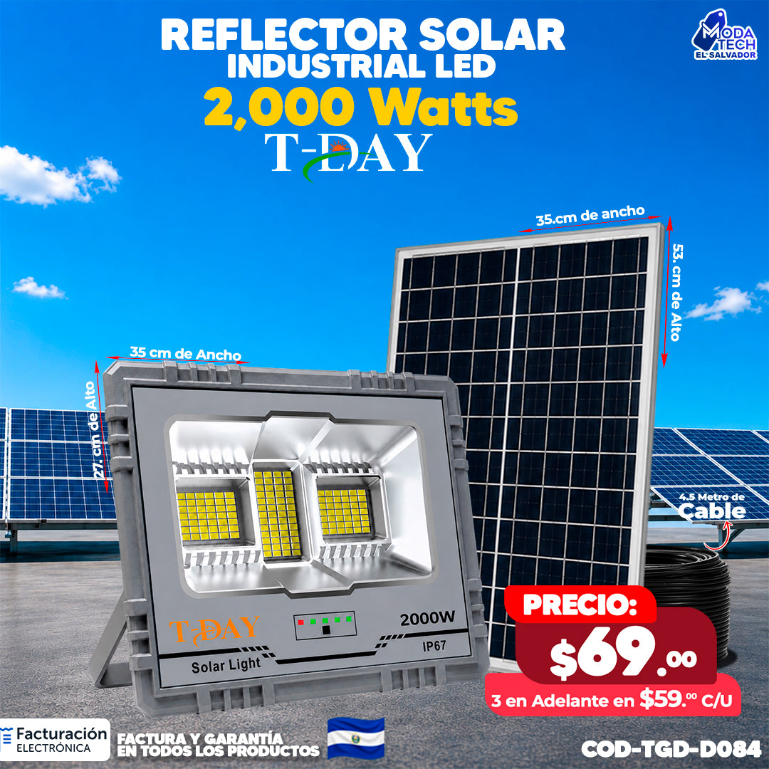🌞 Reflector Solar Industrial LED 2,000W T-DAY