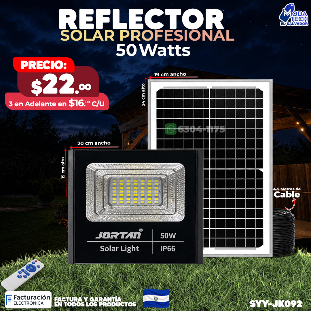 Reflector Solar de 50 Watts Jortan ⚡🌞