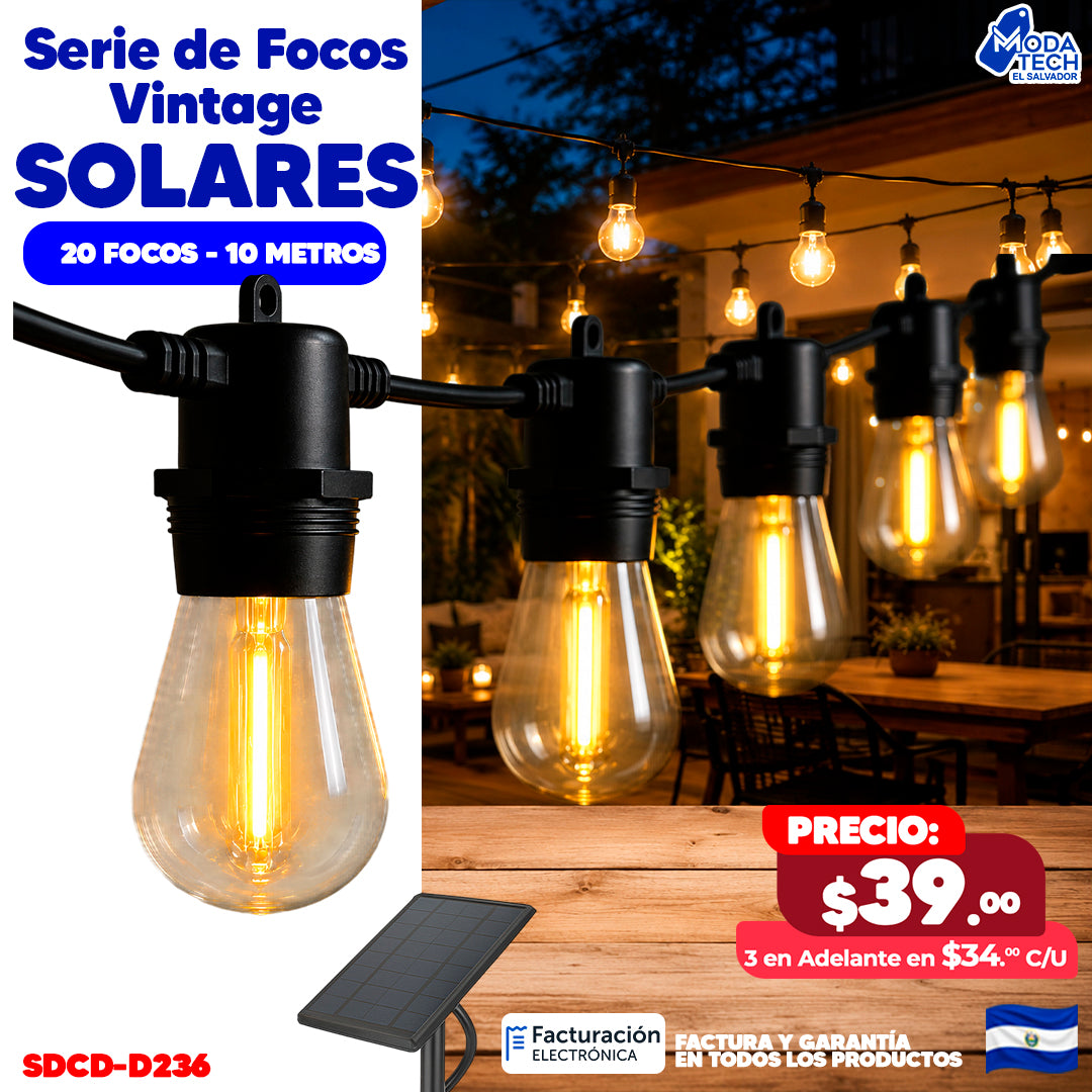Focos Vintage Solares de 10 y 20 focos 💡💡