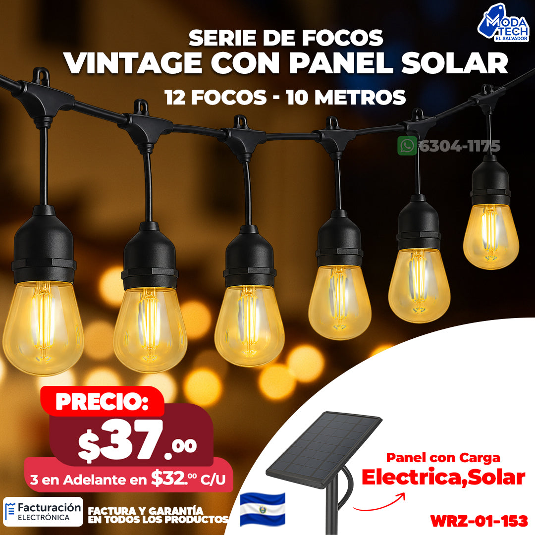 Serie de Focos Vintage de 10 metros y 12 Focos 💡💡