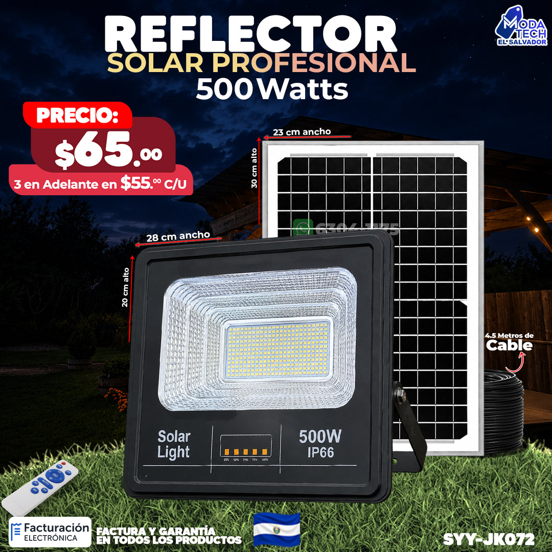 Reflector Solar de 500 Watts Jortan ⚡🌞