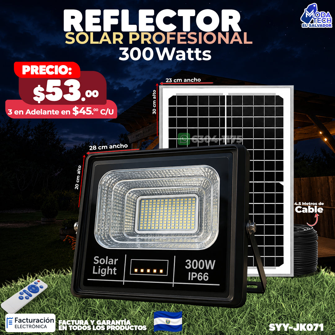 Reflector Solar de 300 Watts Jortan ⚡🌞